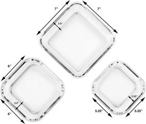 img 3 attached to 🍱 6-Piece Set of Extra Large Glass Food Storage Containers with Airtight Lid – Microwave, Oven, Freezer & Dishwasher Safe – BPA/PVC Free – X-Large, Large, and Medium Sizes – Reusable Square Container kit