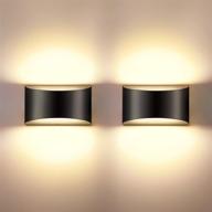 🔦 shyvia indoor dimmable wall sconces set of 2: modern black led up down wall lamp for living room, stair, bedroom - warm white, 12w - 2 pack логотип