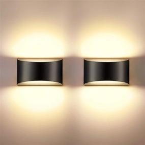 img 3 attached to 🔦 SHYVIA Indoor Dimmable Wall Sconces Set of 2: Modern Black LED Up Down Wall Lamp for Living Room, Stair, Bedroom - Warm White, 12W - 2 Pack