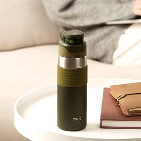 img 3 attached to 🍃 TKK Stainless Steel Water Bottle 20oz / 600ml – Double Wall Vacuum Insulated with Straw and Handle – Ideal for School, Office, Gym, Hiking, Travel – Green