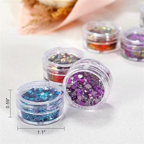 img 2 attached to 💫 Sparkling Holographic Chunky Cosmetic Chameleon Sequins - Glitter SUPGIFT - Perfect for Makeup, Body, Hair, Nail Art, Slime Craft, Resin - Includes Brush and 5 Spoons - 15 Colors, 130g