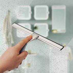 img 1 attached to 🚿 AmazerBath Stainless Steel Shower Squeegee - 10 Inch Non-Slip Blade & 6.4 Inch Extended Grey Handle for Shower Doors, Bathroom, Windows, Kitchen, Mirror, Car Glass