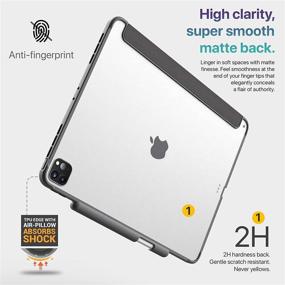 img 4 attached to 📱 TineeOwl Mocha iPad Pro 12.9 inch Case 2021, 2020, 2018 - Ultra-Slim Clear Case with Pencil Holder, Tri-fold Stand Cover, Absorbs Shock - Lightweight & Stylish (Black)