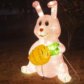 img 3 attached to PEIDUO 4 FT Easter Bunny Inflatables Outdoor Decor with 150 Warm White LED Lights, Inflatable Indoor/Outdoor Yard and Garden Lawn Decorations