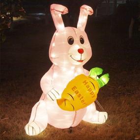 img 2 attached to PEIDUO 4 FT Easter Bunny Inflatables Outdoor Decor with 150 Warm White LED Lights, Inflatable Indoor/Outdoor Yard and Garden Lawn Decorations