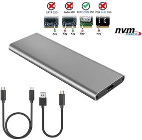 img 1 attached to 🖥️ M.2 NVMe SSD Enclosure USB3.1 Type-C GEN2 10Gbps Aluminum Adapter for 2230/2242/2260/2280, M-Key PCIe Solid State Drive External Enclosure. Supports UASP, includes Two Cables (Gray)