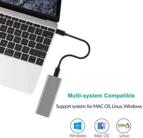 img 3 attached to 🖥️ M.2 NVMe SSD Enclosure USB3.1 Type-C GEN2 10Gbps Aluminum Adapter for 2230/2242/2260/2280, M-Key PCIe Solid State Drive External Enclosure. Supports UASP, includes Two Cables (Gray)