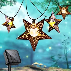 img 2 attached to Solar String Lights Outdoor Star Moon Sun 13Ft 153In Led Solar Powered Fairy Decorative Lights For Garden Patio Yard Trees Christmas Wedding Party (Warm White) (Star String Lights)