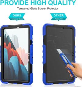 img 3 attached to 📱 2020 Samsung Galaxy Tab S7 5G 11 SM-T870/T875/T878 Case – 360° Rotating Hand Strap & Kickstand, Full Body Protection, 9H Tempered Glass Screen Protector, S Pen Holder (Blue+Black)