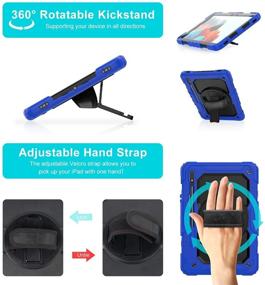 img 1 attached to 📱 2020 Samsung Galaxy Tab S7 5G 11 SM-T870/T875/T878 Case – 360° Rotating Hand Strap & Kickstand, Full Body Protection, 9H Tempered Glass Screen Protector, S Pen Holder (Blue+Black)