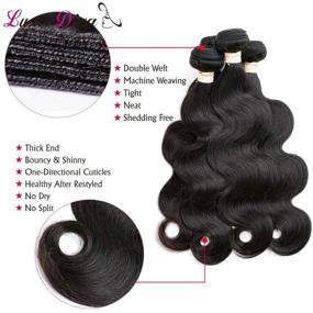 img 3 attached to Luxurious Brazilian Virgin 3 Bundle with Frontal Body Wave Hair Extensions - Natural Color 18 20 22 + 18 Lace Frontal Closure