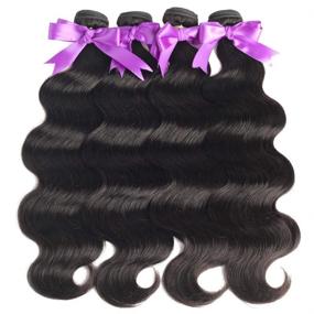 img 1 attached to Luxurious Brazilian Virgin 3 Bundle with Frontal Body Wave Hair Extensions - Natural Color 18 20 22 + 18 Lace Frontal Closure