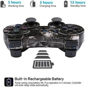 img 3 attached to 🎮 CHENGDAO Skull Wireless Controller for Playstation 3 - Motion Sense, Double Vibration & Charging Cable Included