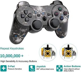 img 1 attached to 🎮 CHENGDAO Skull Wireless Controller for Playstation 3 - Motion Sense, Double Vibration & Charging Cable Included