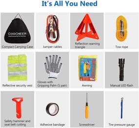 img 3 attached to Be Prepared for Winter: Roadside Emergency Car Kit with 76 Life-Saving Tools, First Aid Kit, Jumper Cables, Tow Rope, Triangle, Flashlight, Safety Hammer & More!