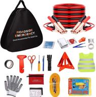 be prepared for winter: roadside emergency car kit with 76 life-saving tools, first aid kit, jumper cables, tow rope, triangle, flashlight, safety hammer & more! logo