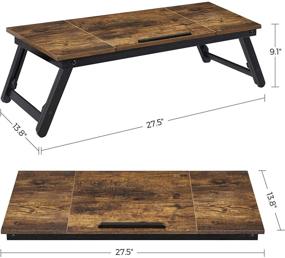 img 1 attached to 💻 SONGMICS Laptop Desk: Adjustable Tilt Top, Foldable Legs, Rustic Dark Brown - ULLD110B01