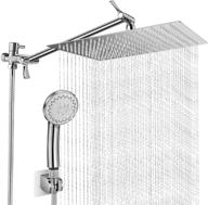 🚿 high pressure 12 inch rain shower head with handheld spray, anti-leak dual square rainfall shower heads, adjustable 13.5'' extension arm, bathroom hand-held showerhead with hose, holder included logo