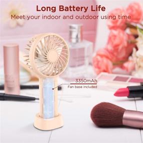 img 1 attached to 💄 OUTXE Mini Makeup Fan - 3350mAh Eyelash Fan, Portable Handheld Fan with USB, 3 Settings - Small Personal Fan Lightweight for Girls/Women