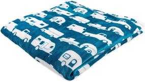 img 4 attached to 🏕️ Cozy Campsite Bliss: Camco 53440 Plush Fleece Blanket, Queen Size - Stay Warm at Home, Camping, and Picnics - Machine Washable - RV Print, Blue