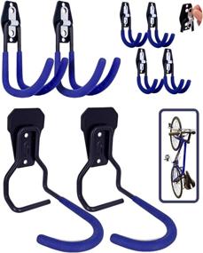 img 4 attached to 🧱 Set of 2 Bike Wall Mount Hooks for Garage Organization - Sturdy Heavy-Duty Steel Storage Hooks with 6 Wall Hooks - Quick and Easy Installation with Quality Hardware Included