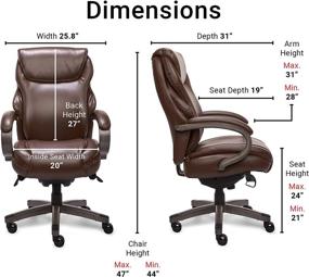 img 3 attached to Ла-З-Бой Управляющее кресло для офиса Хайленд с технологией AIR, регулируемая высокая спинка, эргономичная поясничная поддержка, из искусственной кожи, коричневая с отделкой под погода серого дерева.