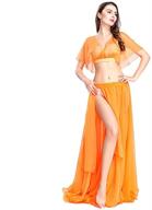 royal smeela women's chiffon belly dance costume set - sexy large swing skirt and tops for dancing - one size логотип