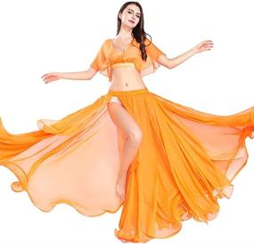 img 3 attached to ROYAL SMEELA Women's Chiffon Belly Dance Costume Set - Sexy Large Swing Skirt and Tops for Dancing - One Size