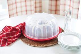 img 1 attached to 🎂 Nordic Ware Bundt Cake Keeper: Convenient Plastic Container for Preserving Cakes - 13" L x 12" W x 7" H, Red