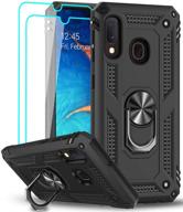 📱 leyi samsung galaxy a20/a30 case with tempered glass screen protector - magnetic car mount kickstand phone cover with military-grade protection (black) [not compatible with a20s] logo