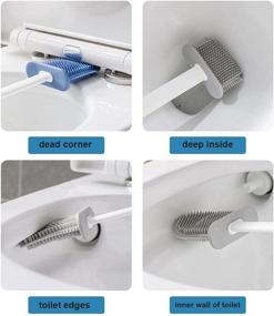 img 1 attached to 🚽 Blue BSMstone Wall-Hanging Toilet Brush and Holder Set with Small Brush - Household & Hotel Bathroom Cleaner - Toilet Bowl Brush