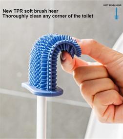 img 2 attached to 🚽 Blue BSMstone Wall-Hanging Toilet Brush and Holder Set with Small Brush - Household & Hotel Bathroom Cleaner - Toilet Bowl Brush