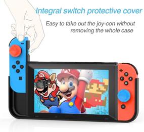 img 1 attached to HEYSTOP Nintendo Switch Dockable Case: PC Protective Case with Tempered Glass Screen Protector and Thumb Grips Caps - Black