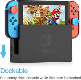 img 3 attached to HEYSTOP Nintendo Switch Dockable Case: PC Protective Case with Tempered Glass Screen Protector and Thumb Grips Caps - Black