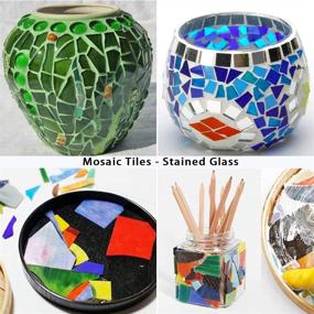 img 2 attached to 🎨 Yisau Stained Glass Mosaic Tiles Crafts - Bulk Assorted Colors and Shapes - 32oz for Home Decoration or DIY