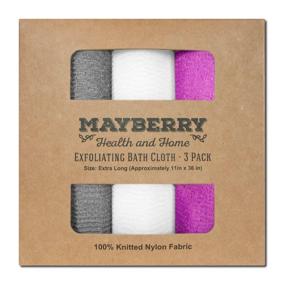 img 4 attached to Premium 36 Inch Long Exfoliating Bath Cloth 3-Pack: Gray, White, Magenta – Durable Stitching for Ultimate Bathing Experience