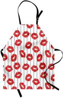 ambesonne glamour apron: romantic valentines day print, adjustable bib for cooking - scarlet white логотип