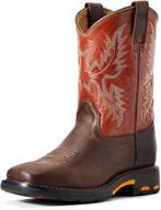 ariat youth workhog wide square toe western cowboy boot logo