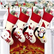 🎄 yostyle christmas stockings: 18.5" large xmas decorations with santa claus, snowman, penguin, and bear characters - perfect for family seasonal decor logo