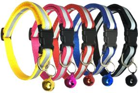 img 3 attached to 🐱 5-Pack Reflective Cat Collar with Bell - Nylon Collars for Dogs, Puppies, and Kittens