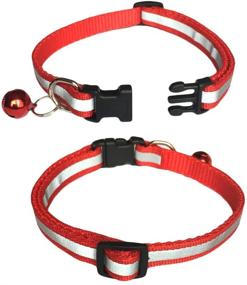 img 1 attached to 🐱 5-Pack Reflective Cat Collar with Bell - Nylon Collars for Dogs, Puppies, and Kittens