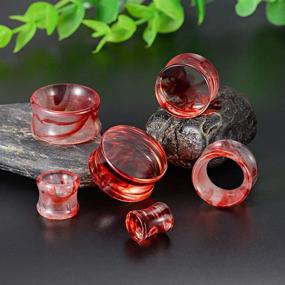 img 3 attached to COOEAR Red Acrylic Ear Gauge Set - 2 Pairs Matched Flesh Tunnels, Plugs, Earrings, and Stretchers for Ear Expander Piercing