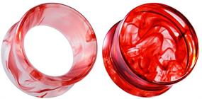 img 4 attached to COOEAR Red Acrylic Ear Gauge Set - 2 Pairs Matched Flesh Tunnels, Plugs, Earrings, and Stretchers for Ear Expander Piercing