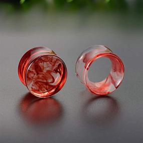 img 2 attached to COOEAR Red Acrylic Ear Gauge Set - 2 Pairs Matched Flesh Tunnels, Plugs, Earrings, and Stretchers for Ear Expander Piercing