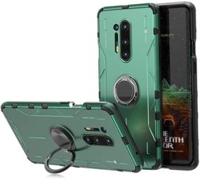 img 4 attached to 📱 Jonwelsy Case for Oneplus 8 Pro - Shockproof Green Silicone + Aluminum Alloy Armor Cover with 360° Rotation Ring Holder Kickstand, Compatible with Magnetic Car Mount - 1+8 Pro