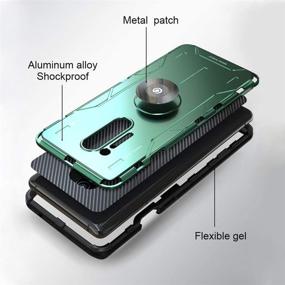 img 3 attached to 📱 Jonwelsy Case for Oneplus 8 Pro - Shockproof Green Silicone + Aluminum Alloy Armor Cover with 360° Rotation Ring Holder Kickstand, Compatible with Magnetic Car Mount - 1+8 Pro