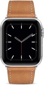 img 3 attached to Ремешок от Marge Plus из натуральной кожи для Apple Watch совместимый с моделями Series 6/5/4/3/2/1 и SE - 40мм/38мм, коричневый/серебристый.