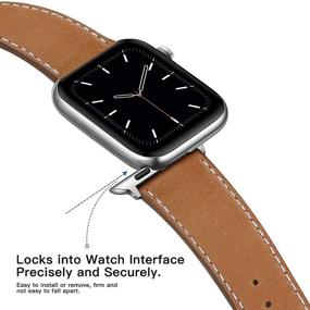 img 2 attached to Ремешок от Marge Plus из натуральной кожи для Apple Watch совместимый с моделями Series 6/5/4/3/2/1 и SE - 40мм/38мм, коричневый/серебристый.