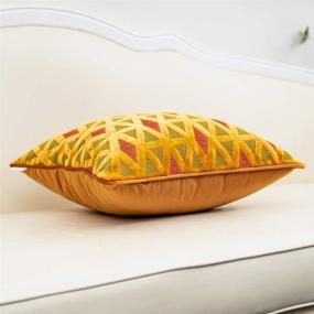 img 2 attached to 🌟 Alerfa Luxury Cut Velvet Cushion Case - Plaid Striped Embroidery Lumbar Throw Pillow Cover