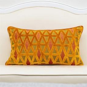 img 4 attached to 🌟 Alerfa Luxury Cut Velvet Cushion Case - Plaid Striped Embroidery Lumbar Throw Pillow Cover